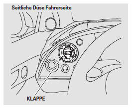 Die fahrerseitige Belüftungsdüse kann über die obere und untere Klappe