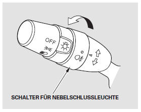 Der Nebelschlussleuchtenschalter befindet sich neben dem