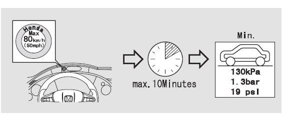 7. Die Fahrt sofort fortsetzen. Vorsichtig und nicht schneller als 80 km/h