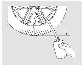 3. Den Schlauch durch die Ventilöffnung in den Reifen einführen.