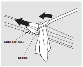 Wenn die Kappe nicht entfernt werden kann, die Verriegelung mit einem kleinen