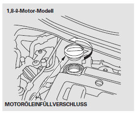 Den Einfülldeckel wieder aufsetzen und fest anziehen. DenMotor warm laufen