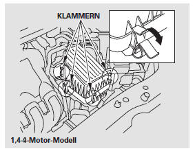 Der Luftfiltereinsatz befindet sich im Luftfiltergehäuse imMotorraum.