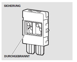 3. Alle großen Sicherungen imMotorraum- Sicherungskasten durch Prüfen des