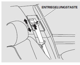 Die Vordersitze verfügen über einstellbare Sicherheitsgurtverankerungen. Zum