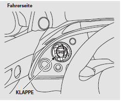 Die fahrerseitige Belüftungsdüse kann über die obere und untere Klappe